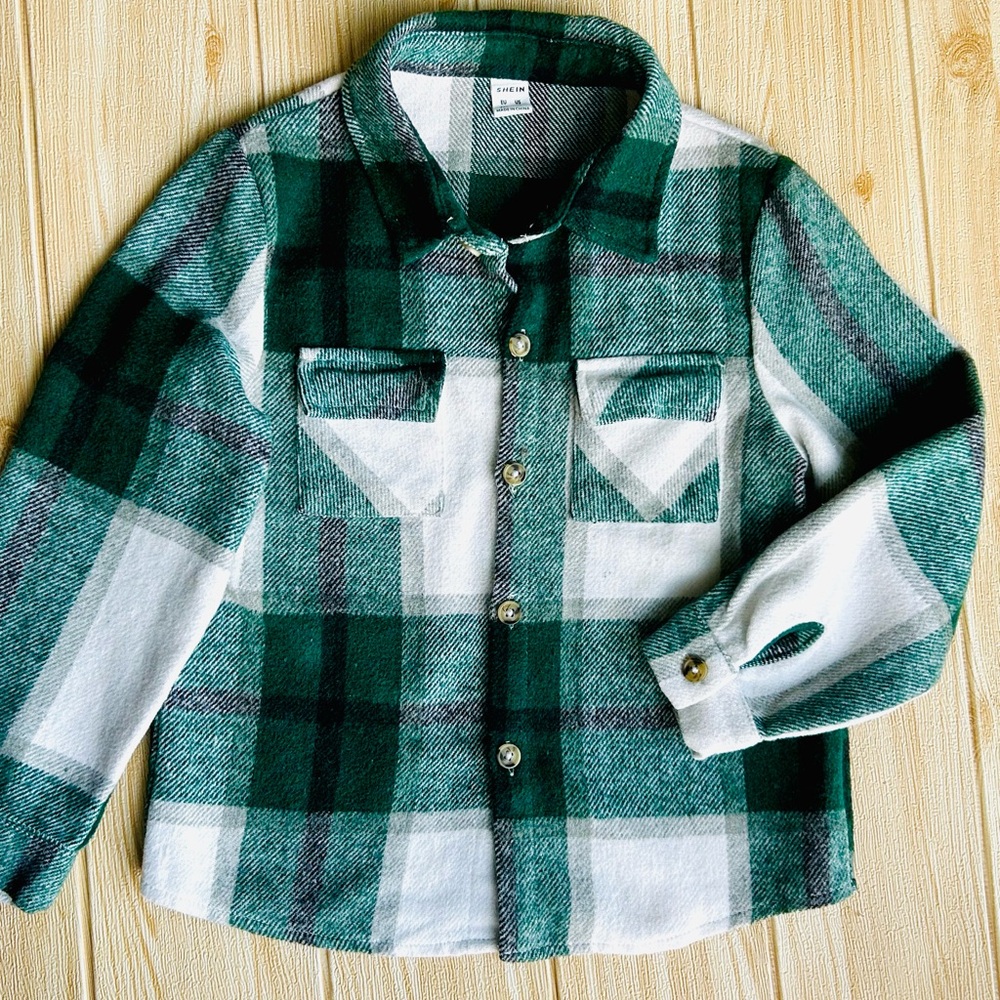 SHEIN Boys 6 Years Plaid Fleece Shacket Shirt Jacket
